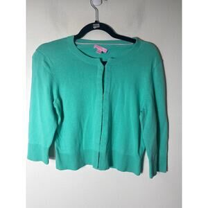 Lilly Pulitzer Teal Green Long Sleeve Knit Cardigan Sweater Sz L